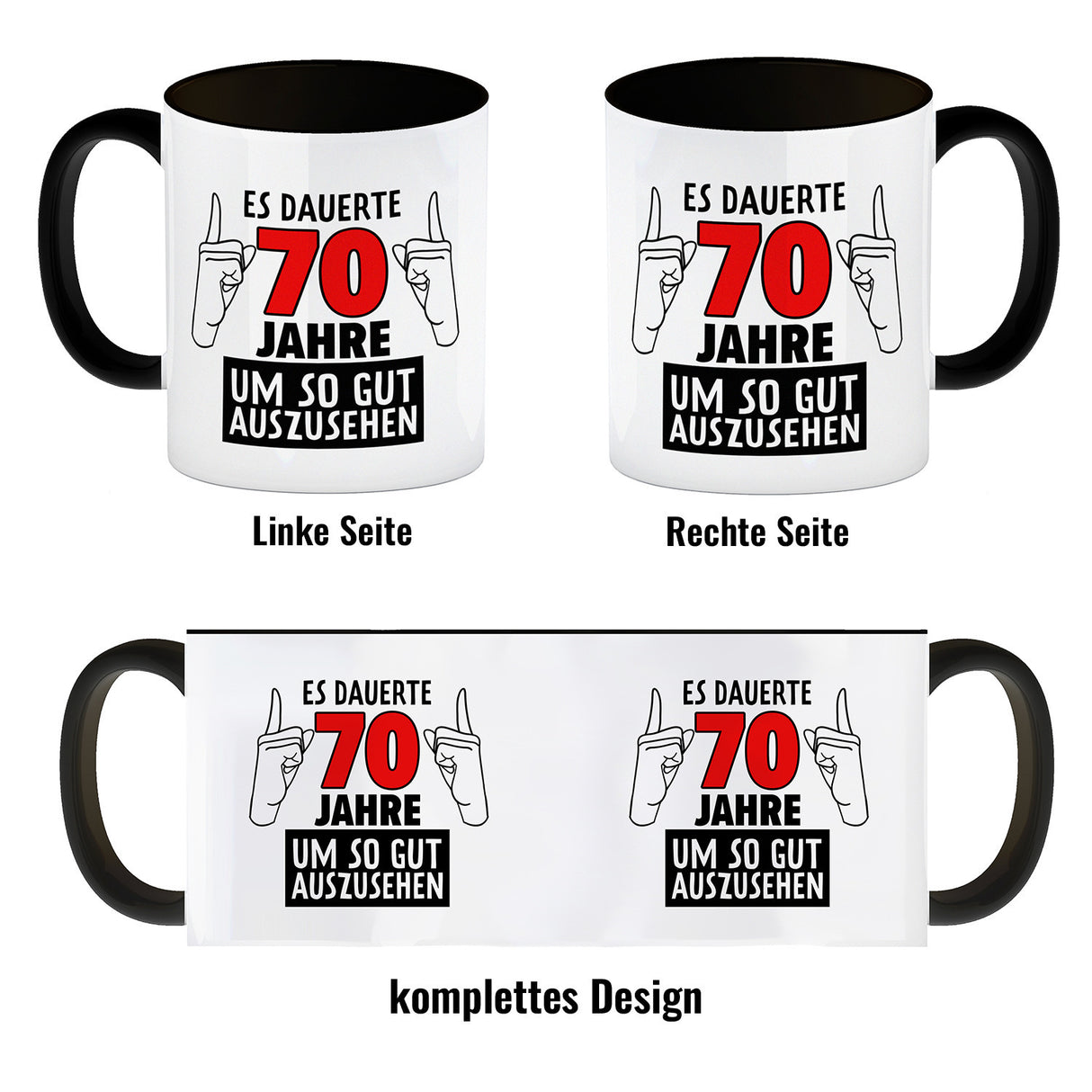Witziger Kaffeebecher für den 70. Geburtstag mit Motiv: Gutes Aussehen