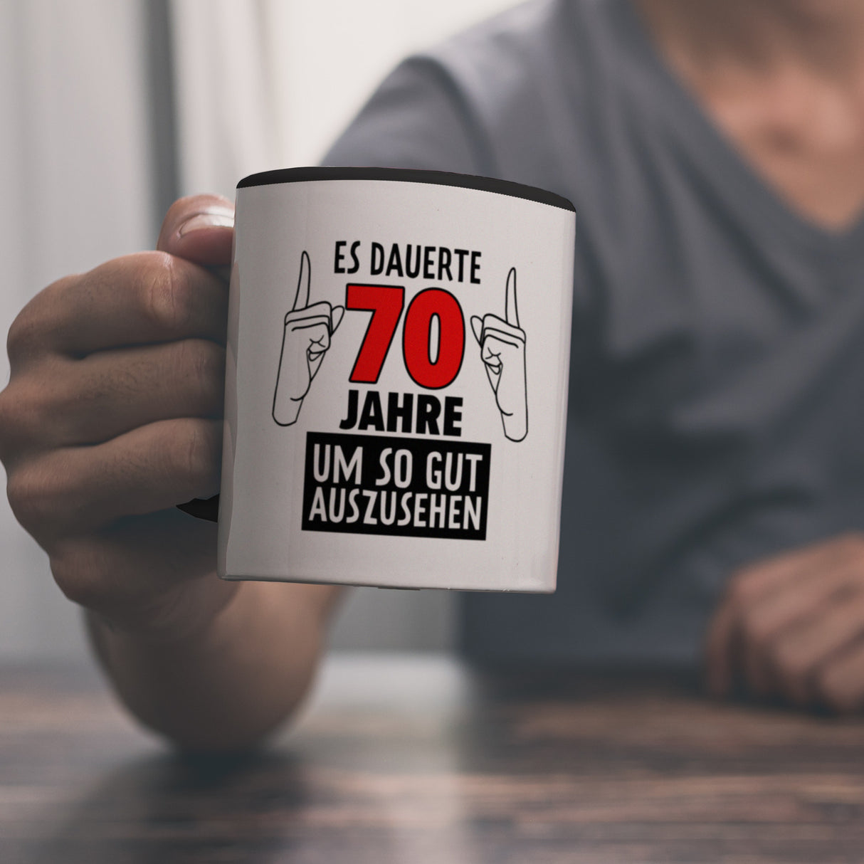Witziger Kaffeebecher für den 70. Geburtstag mit Motiv: Gutes Aussehen