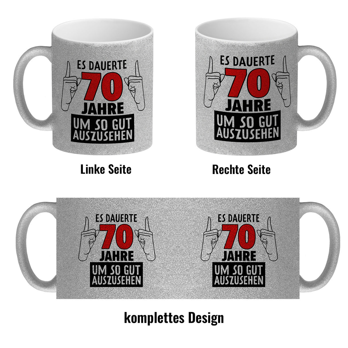 Witziger Kaffeebecher für den 70. Geburtstag mit Motiv: Gutes Aussehen