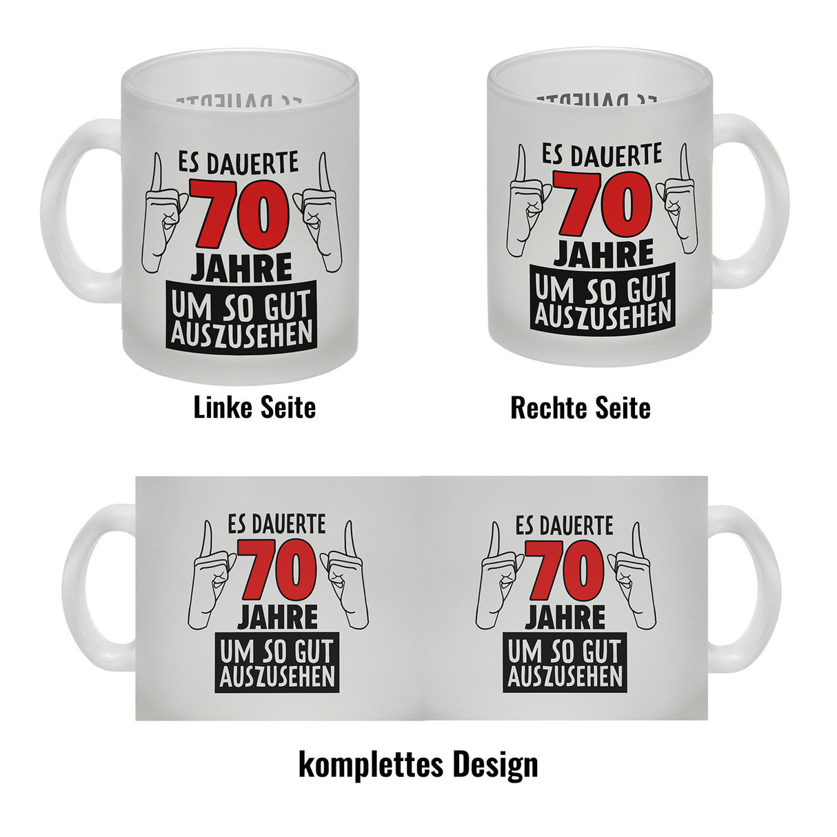 Witziger Kaffeebecher für den 70. Geburtstag mit Motiv: Gutes Aussehen