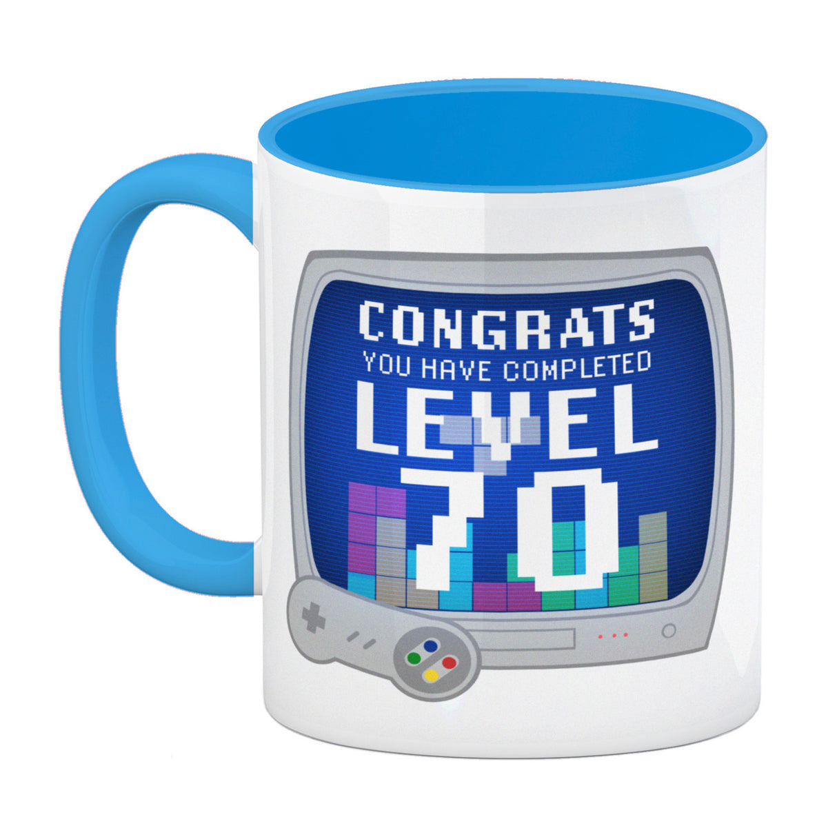 Witziger Kaffeebecher für den 70. Geburtstag mit Motiv: Gamer