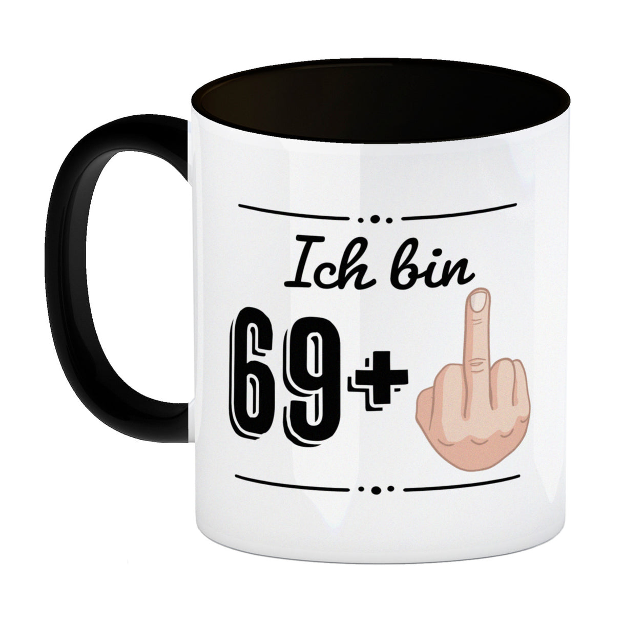 Witziger Kaffeebecher für den 70. Geburtstag mit Motiv: Mittelfinger