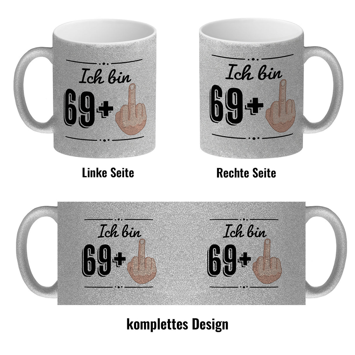 Witziger Kaffeebecher für den 70. Geburtstag mit Motiv: Mittelfinger