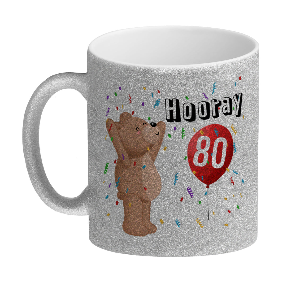 Witziger Kaffeebecher für den 80. Geburtstag mit Motiv: Hooray