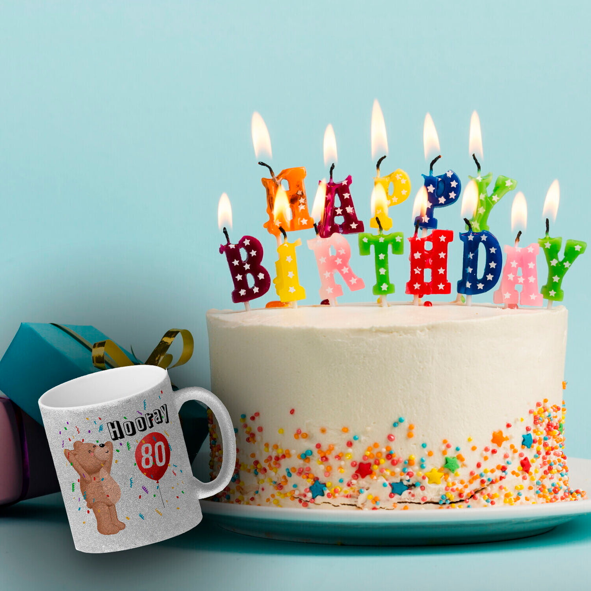 Witziger Kaffeebecher für den 80. Geburtstag mit Motiv: Hooray