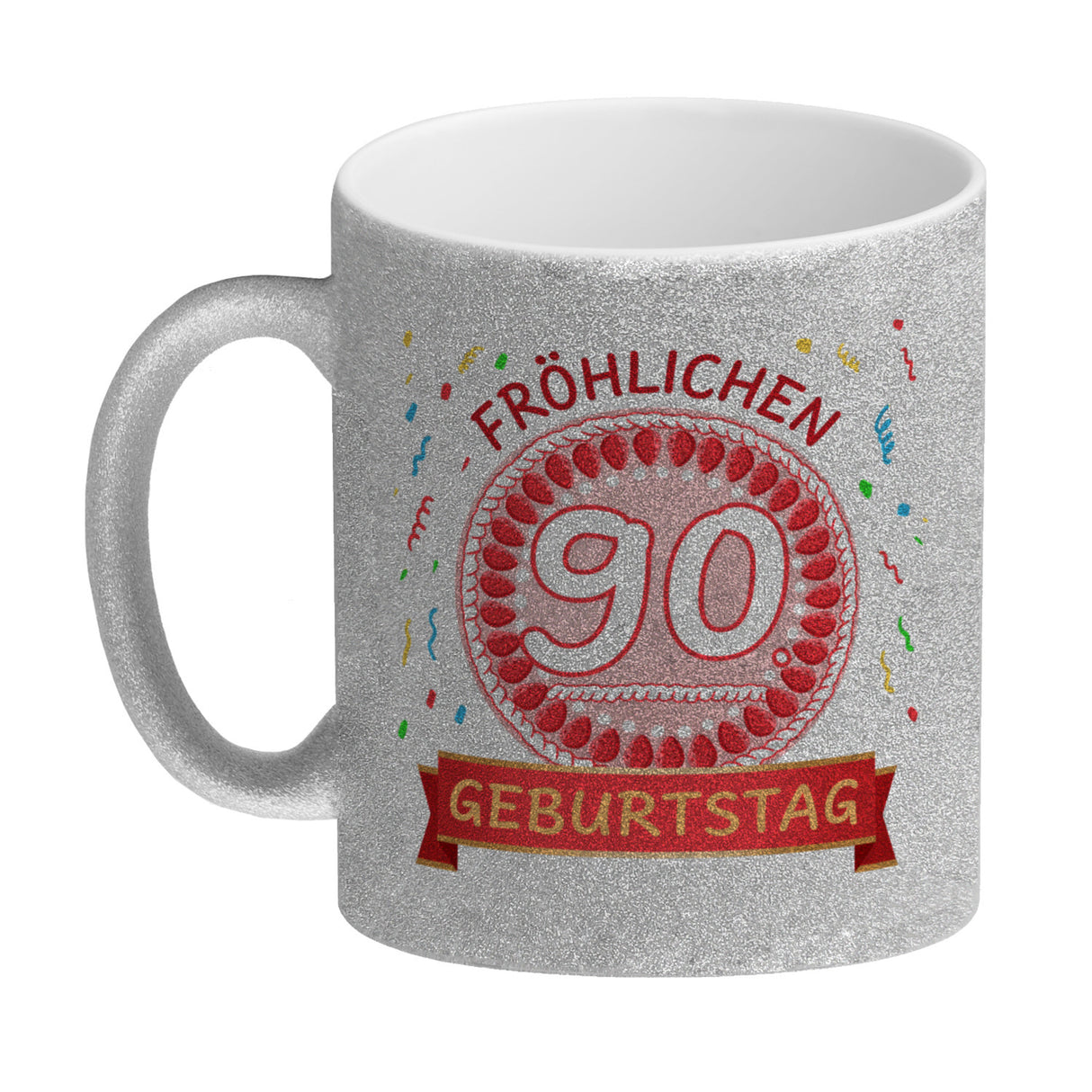 Witziger Kaffeebecher für den 90. Geburtstag mit Motiv: Torte