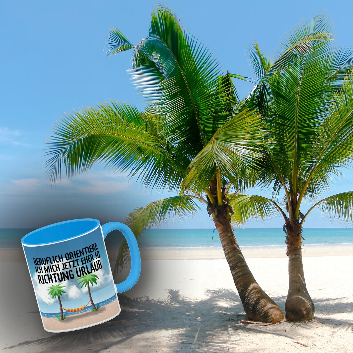 Beruflich orientiere ich mich jetzt eher so Richtung Urlaub Kaffeebecher