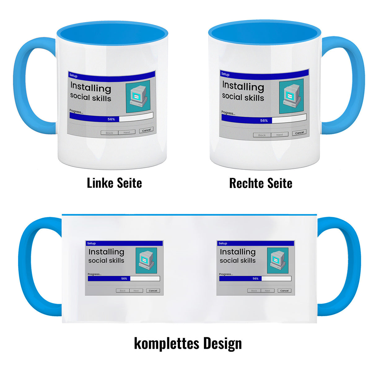 Installing social skills Kaffeebecher mit Computer Motiv