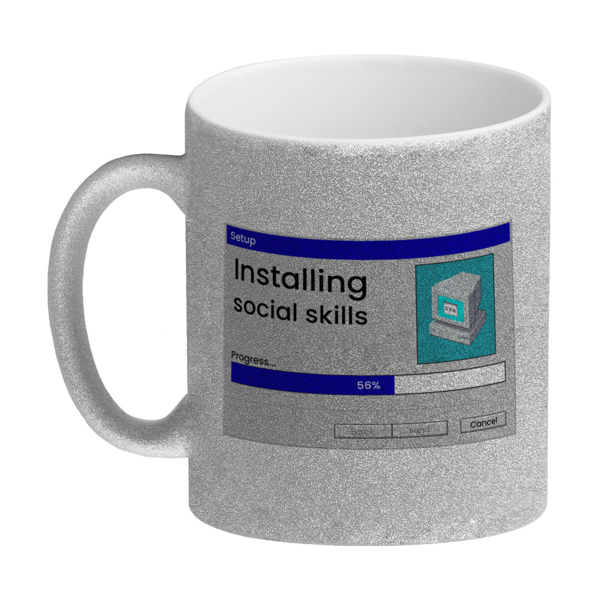 Installing social skills Kaffeebecher mit Computer Motiv