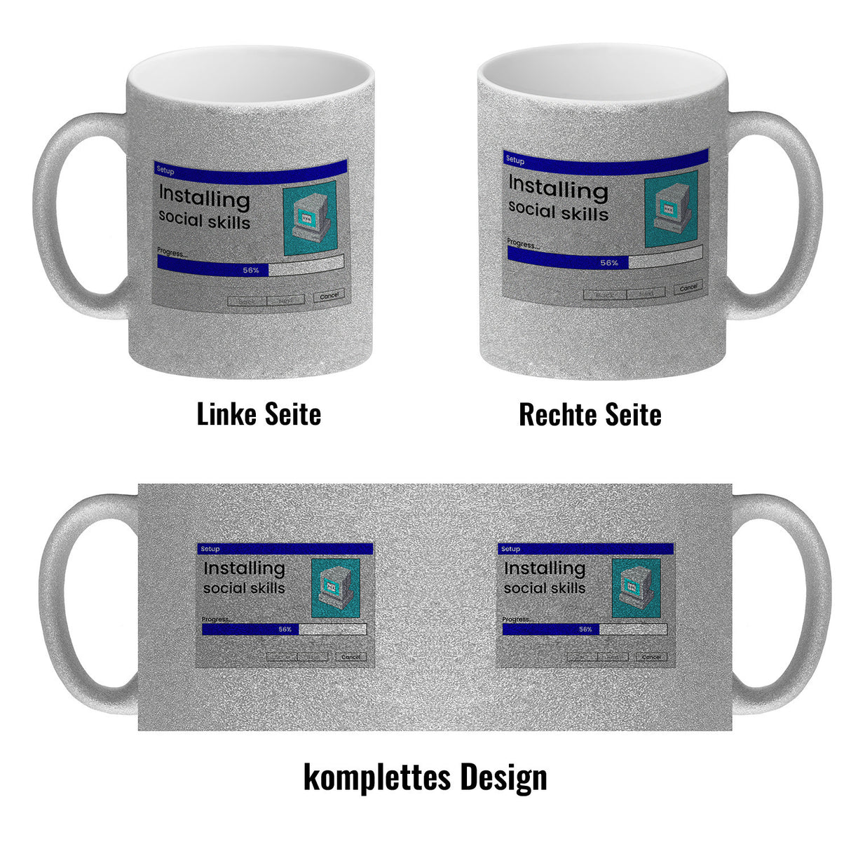 Installing social skills Kaffeebecher mit Computer Motiv