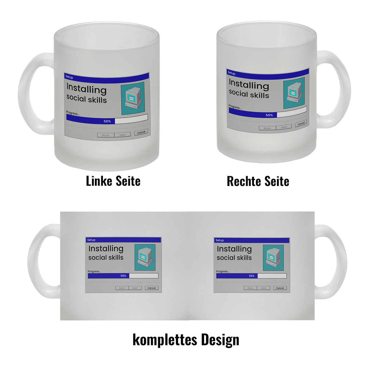 Installing social skills Kaffeebecher mit Computer Motiv