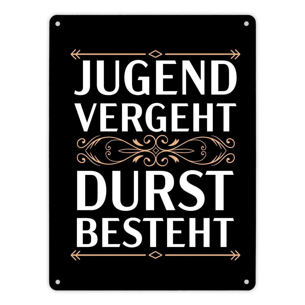 Jugend vergeht Durst besteht Metallschild mit Trinkspruch