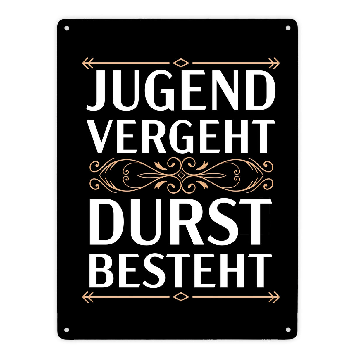 Jugend vergeht Durst besteht Metallschild mit Trinkspruch