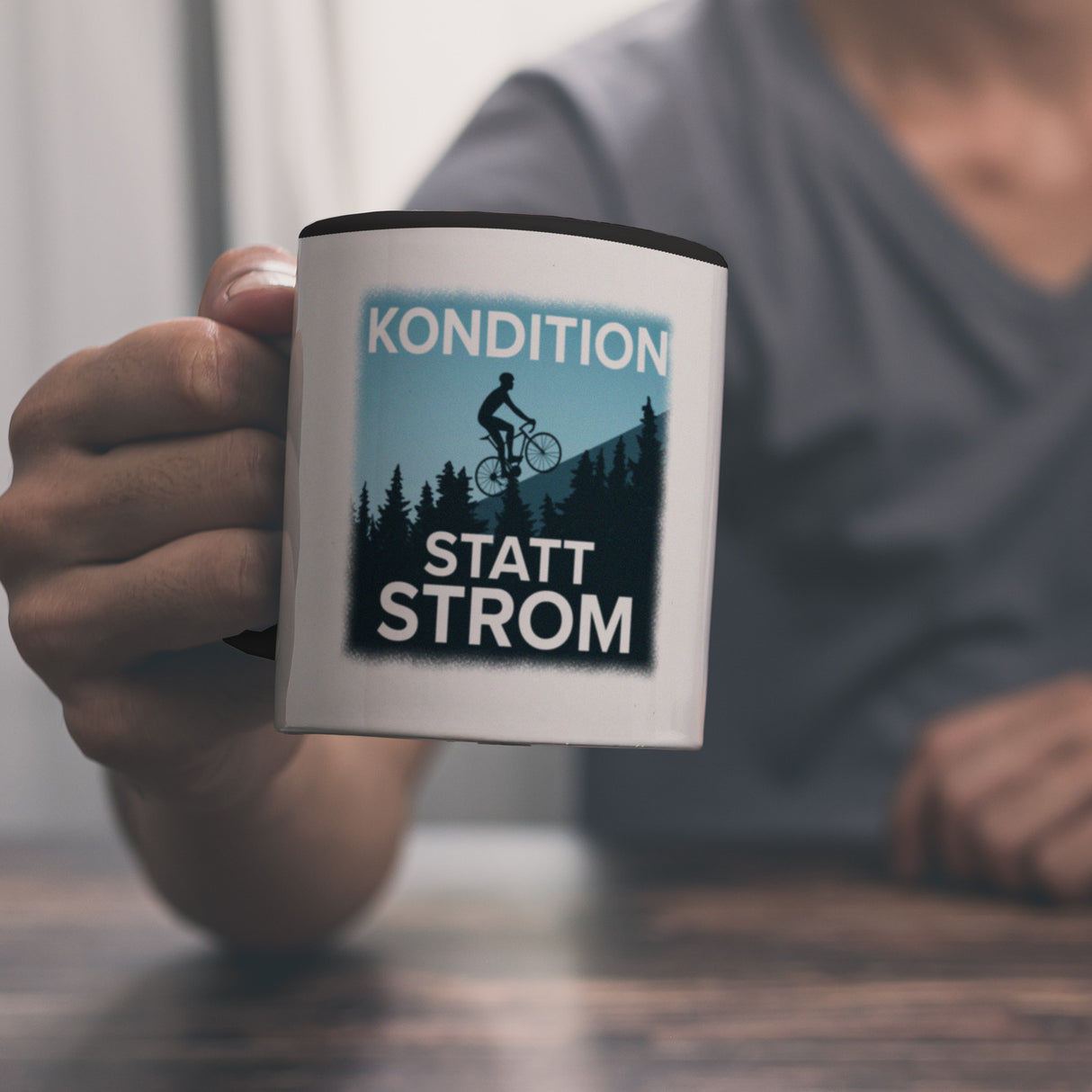 Kondition statt Strom Kaffeebecher für Fahrradfahrer
