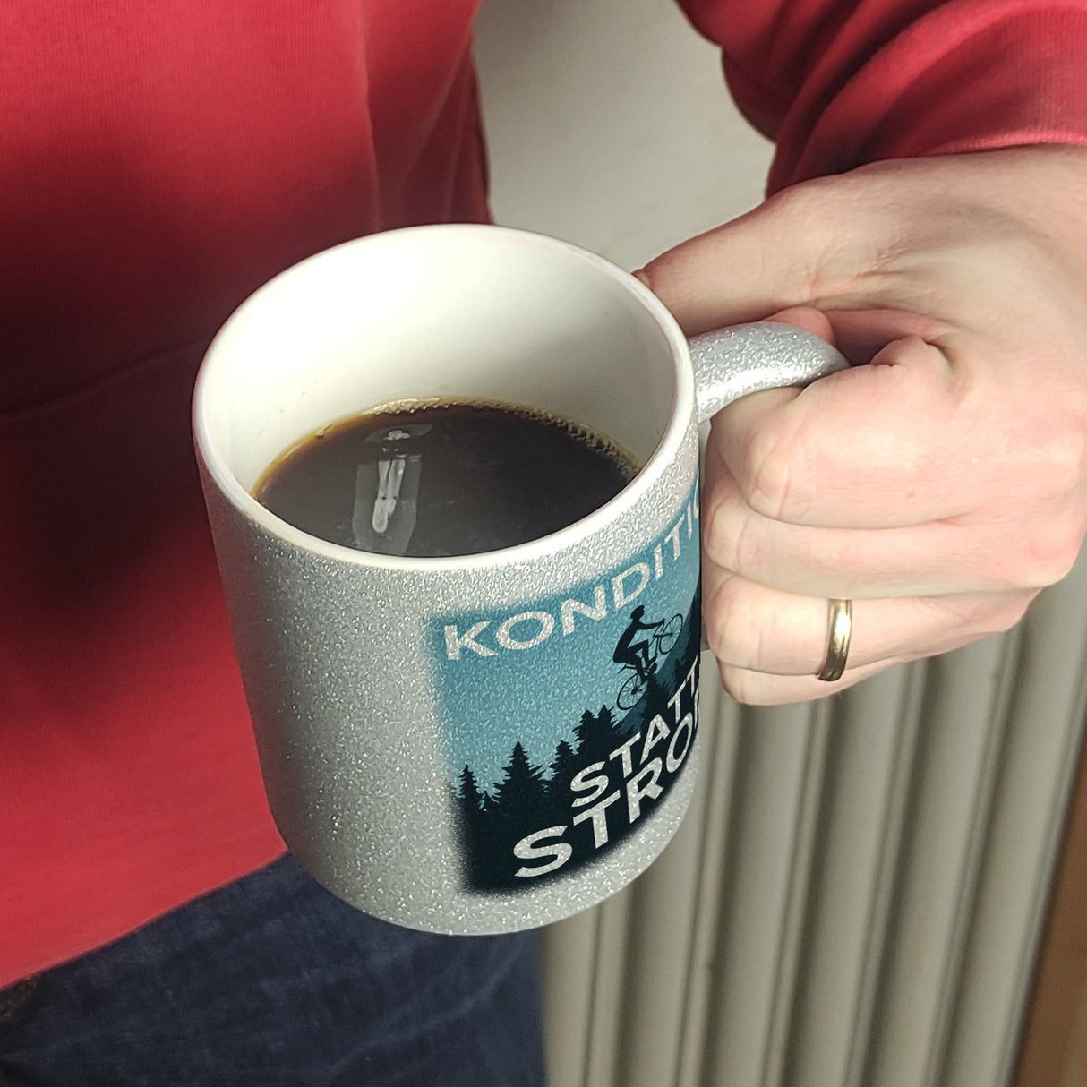 Kondition statt Strom Kaffeebecher für Fahrradfahrer