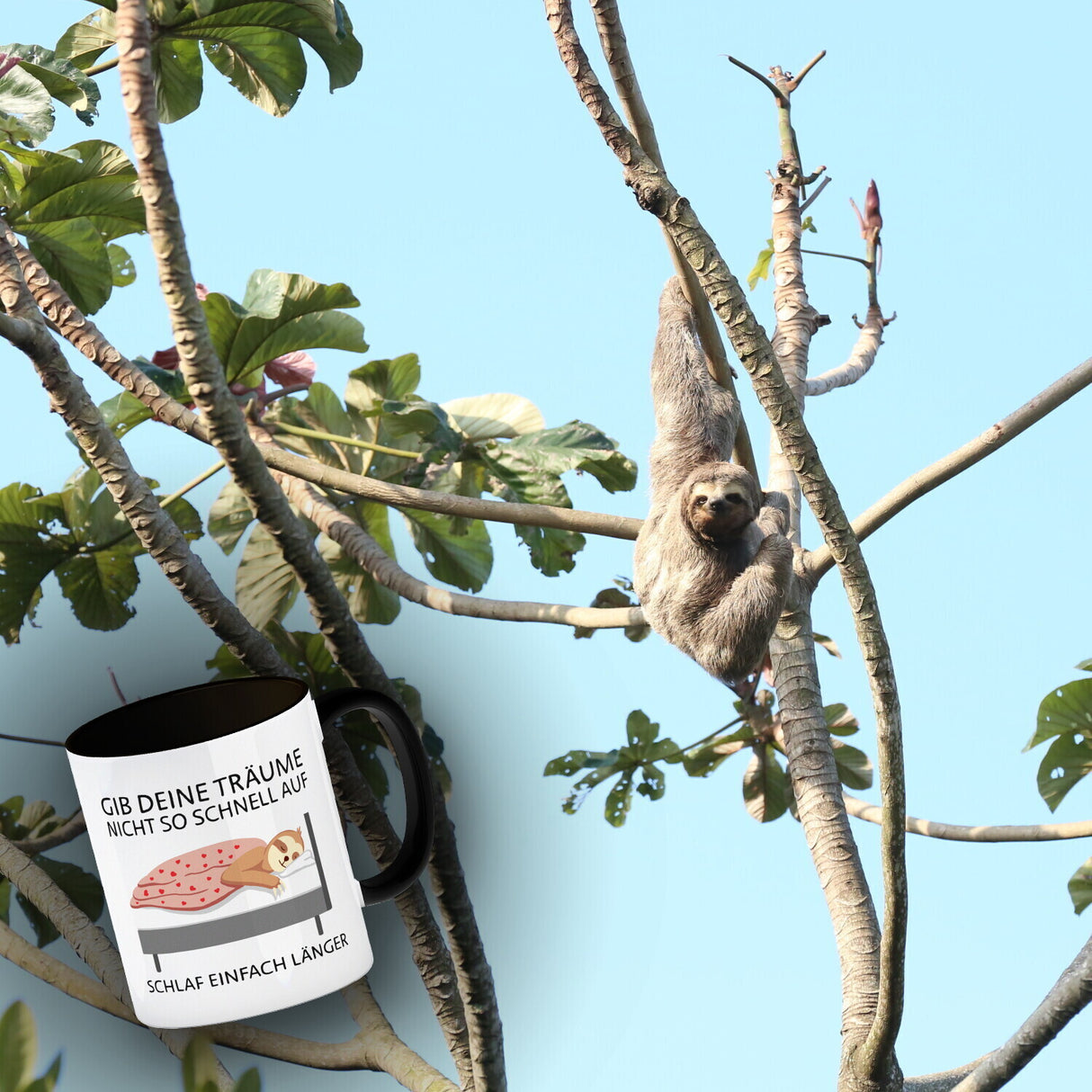 Gib deine Träume nicht so schnell auf… Faultier Kaffeebecher