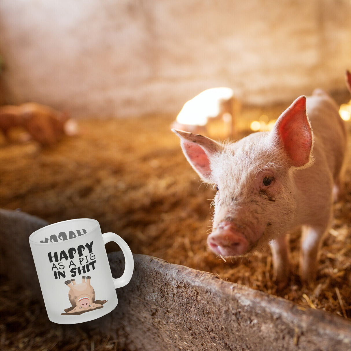 Happy as a pig in shit Kaffeebecher mit glücklichem Schwein