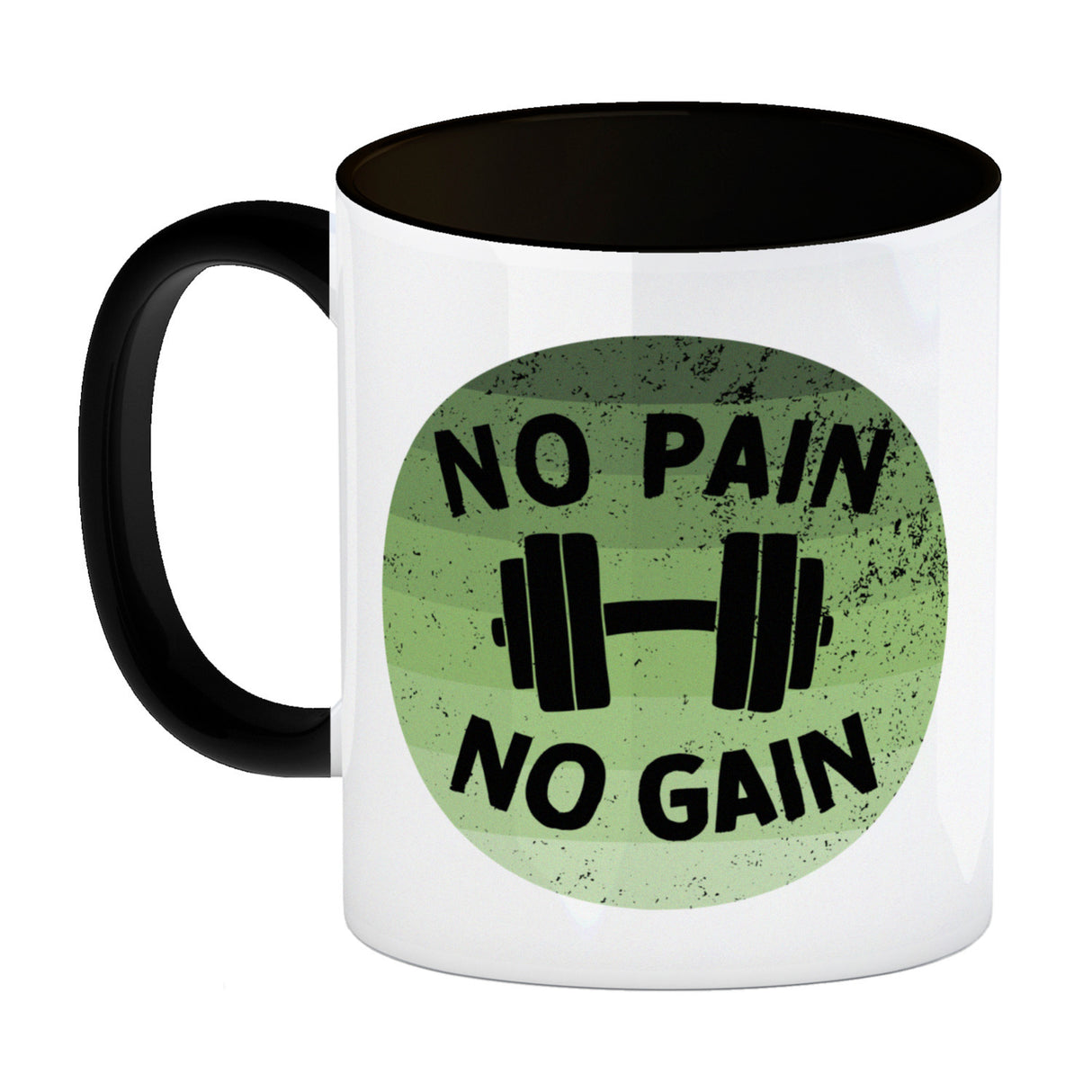 No pain no gain Fitness Kaffeebecher mit Hantel