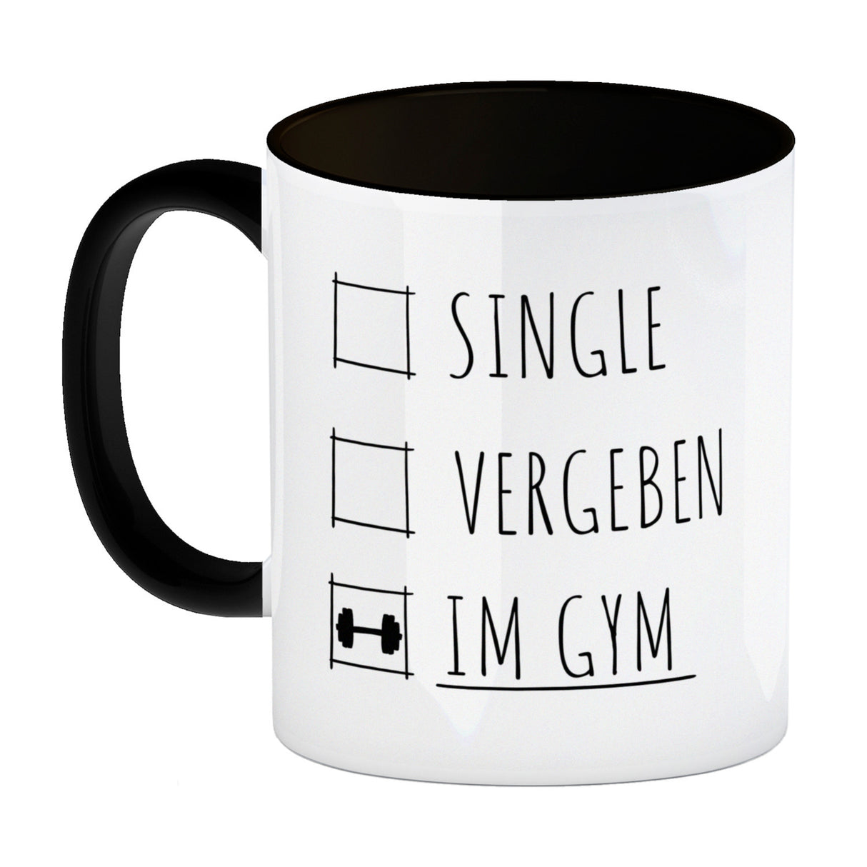 Single, vergeben oder im Gym Fitness Kaffeebecher