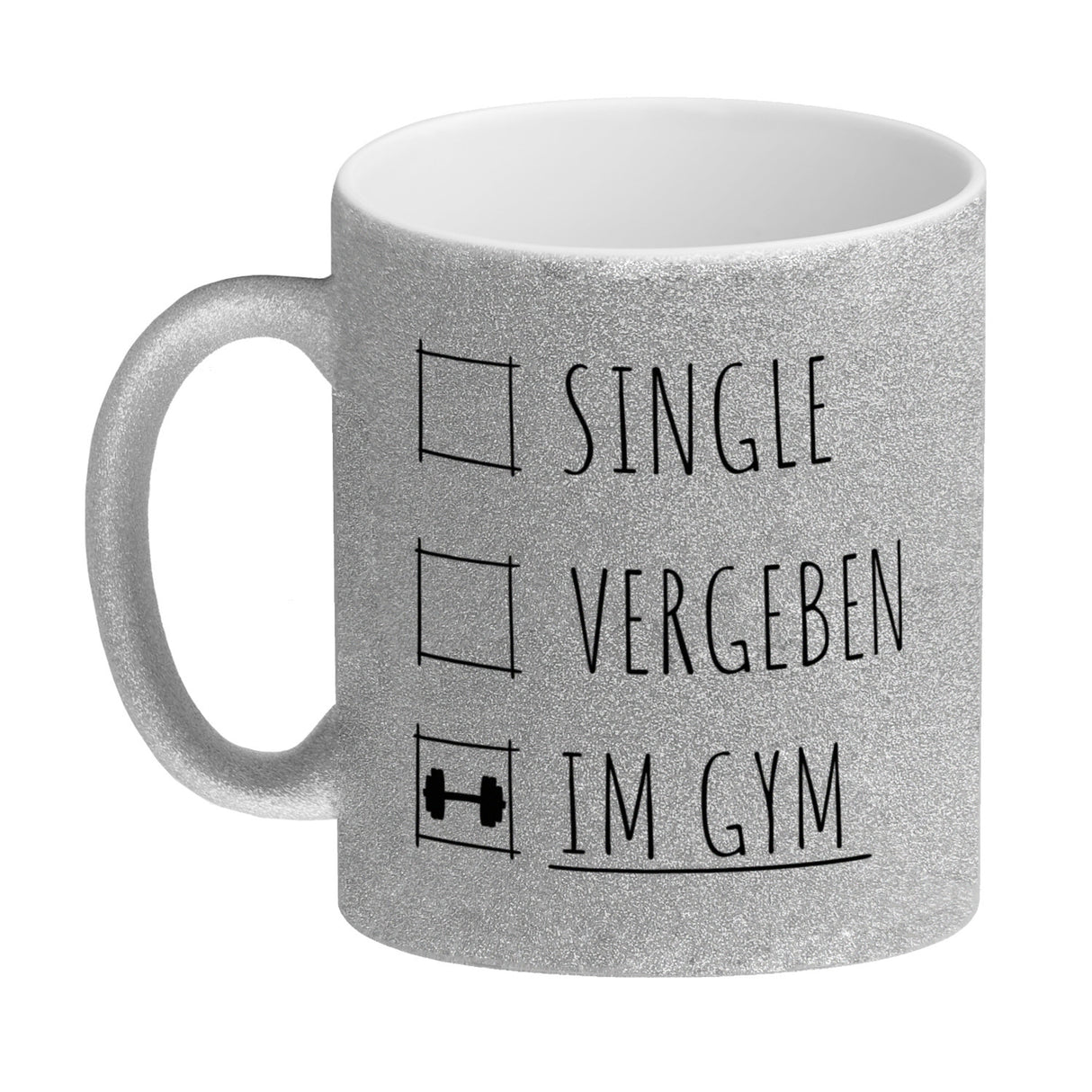 Single, vergeben oder im Gym Fitness Kaffeebecher