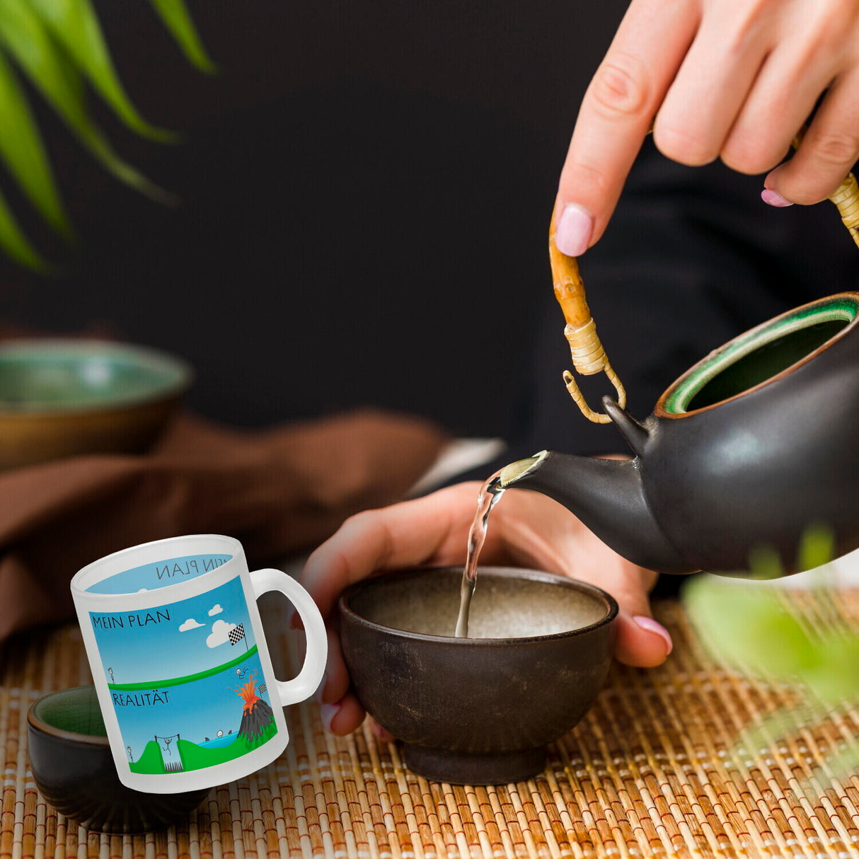 Mein Plan vs. die Realität Strichmännchen Kaffeebecher