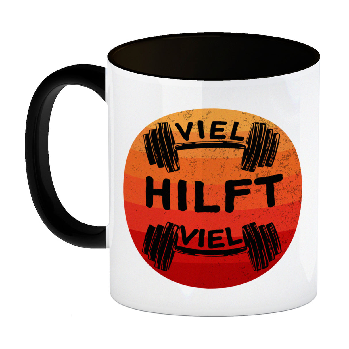 Viel hilft viel Fitness Kaffeebecher für Sportler