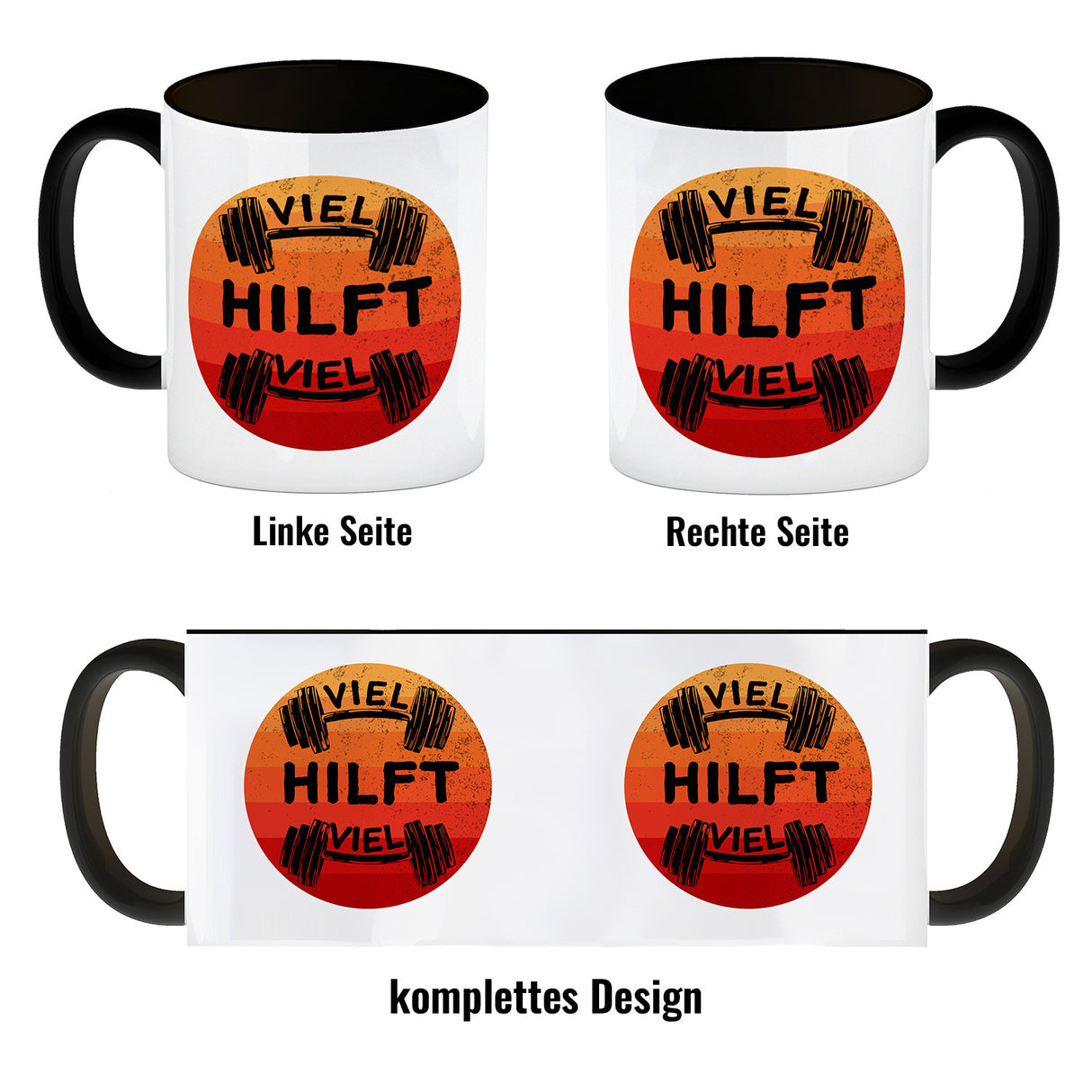 Viel hilft viel Fitness Kaffeebecher für Sportler