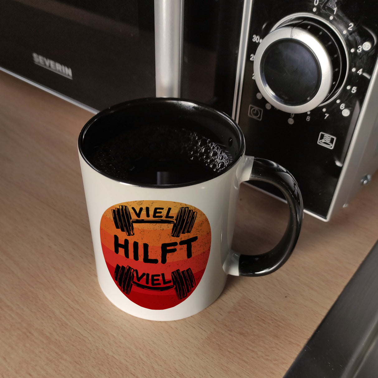 Viel hilft viel Fitness Kaffeebecher für Sportler
