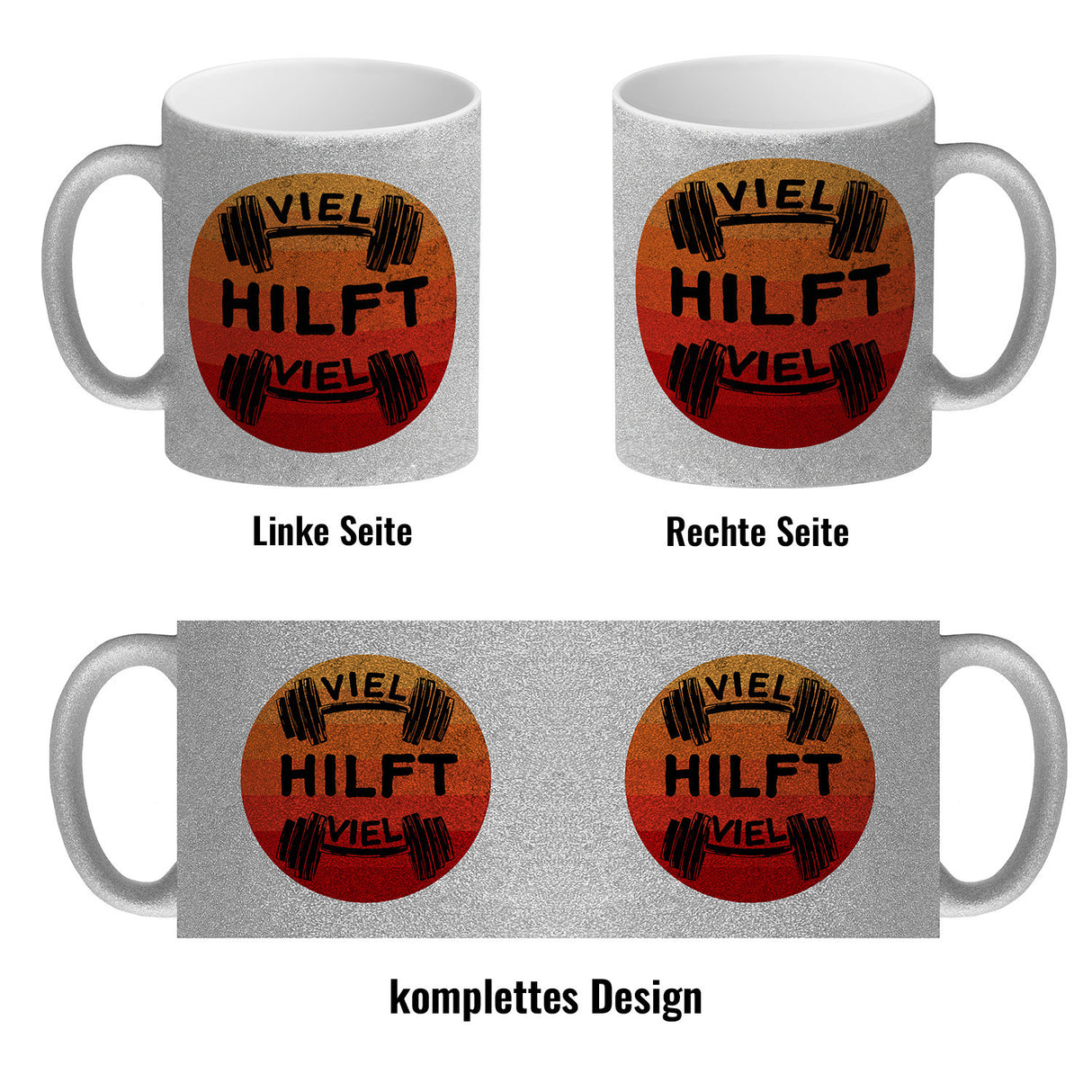 Viel hilft viel Fitness Kaffeebecher für Sportler