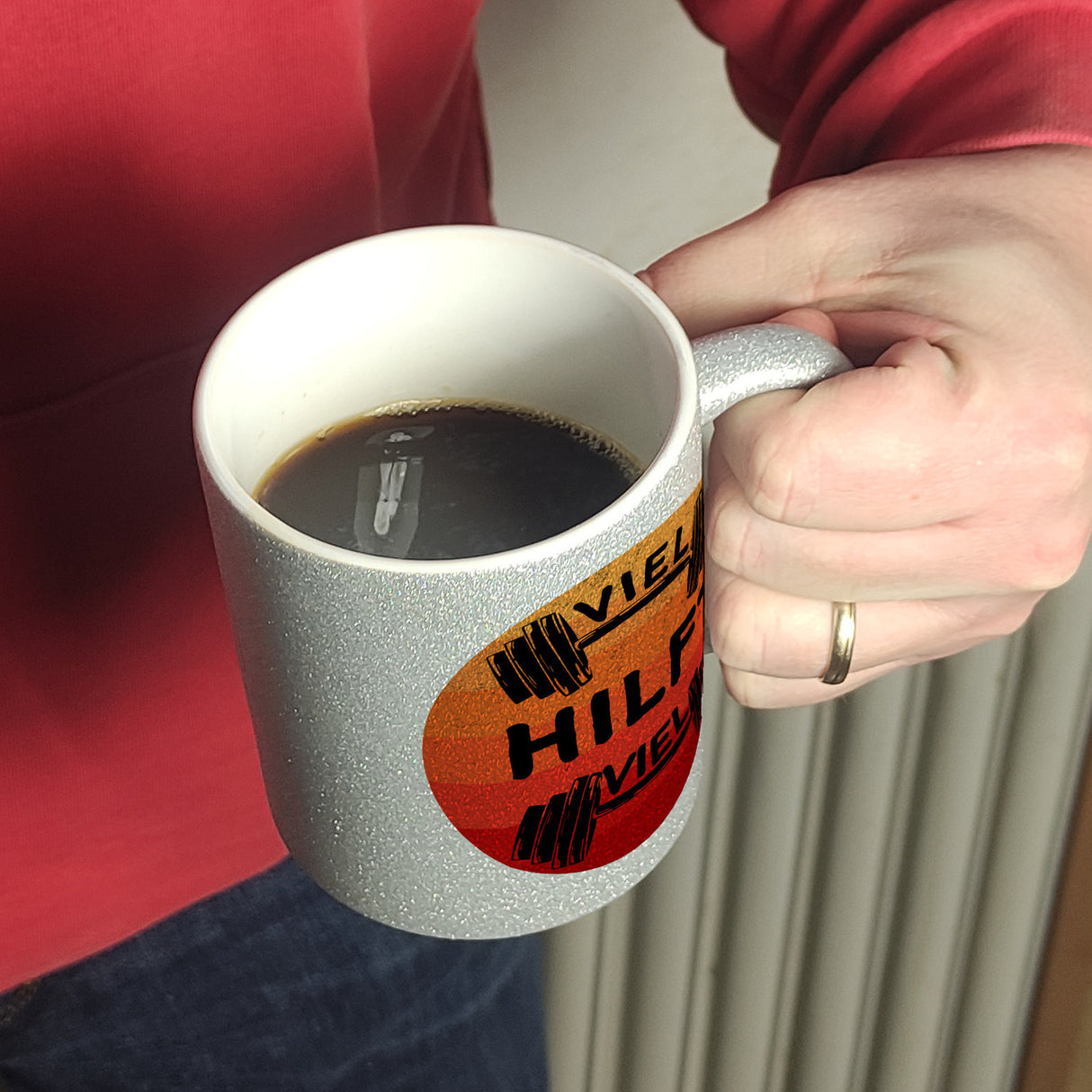 Viel hilft viel Fitness Kaffeebecher für Sportler