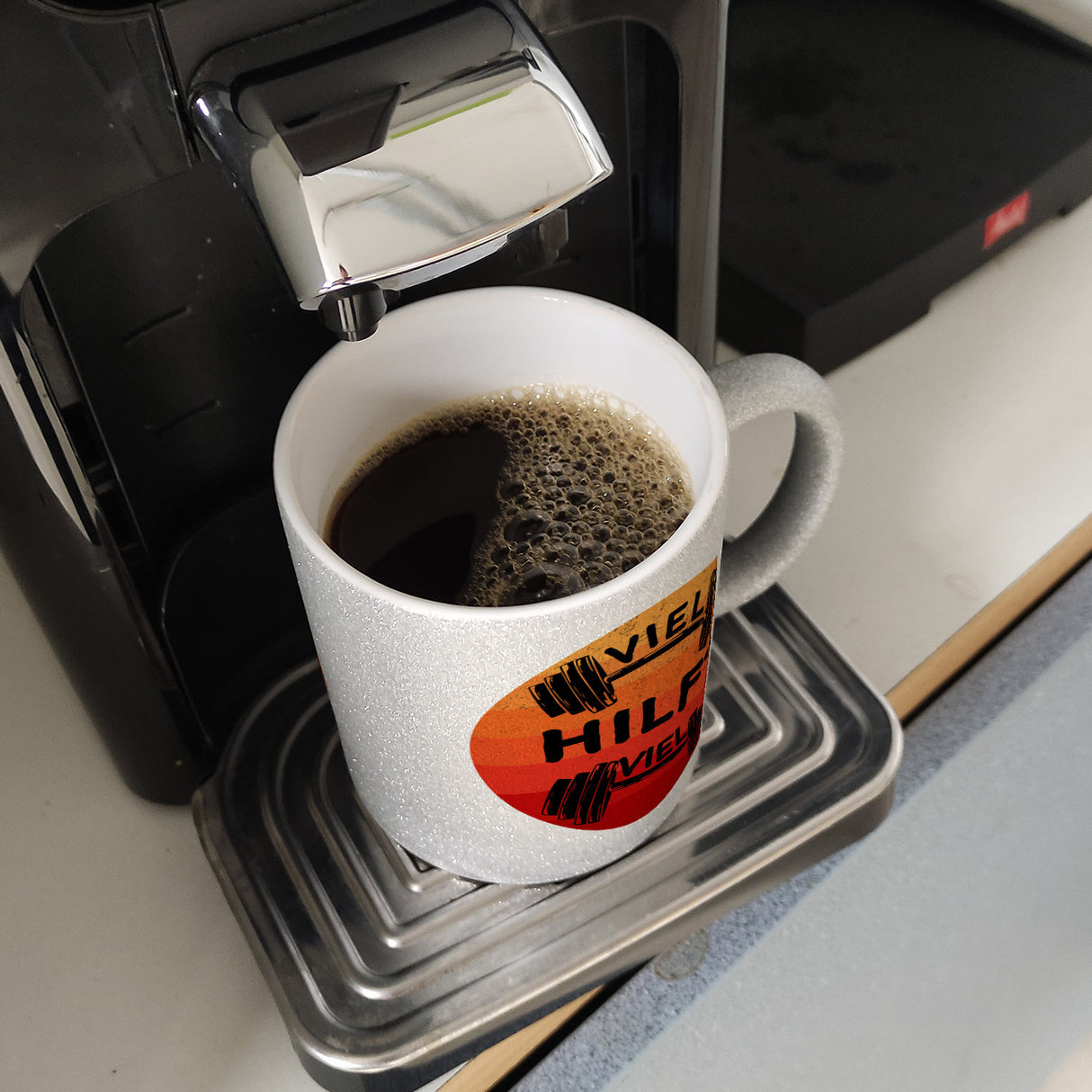 Viel hilft viel Fitness Kaffeebecher für Sportler