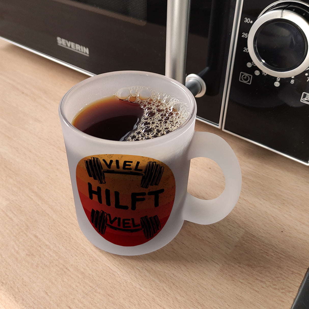 Viel hilft viel Fitness Kaffeebecher für Sportler