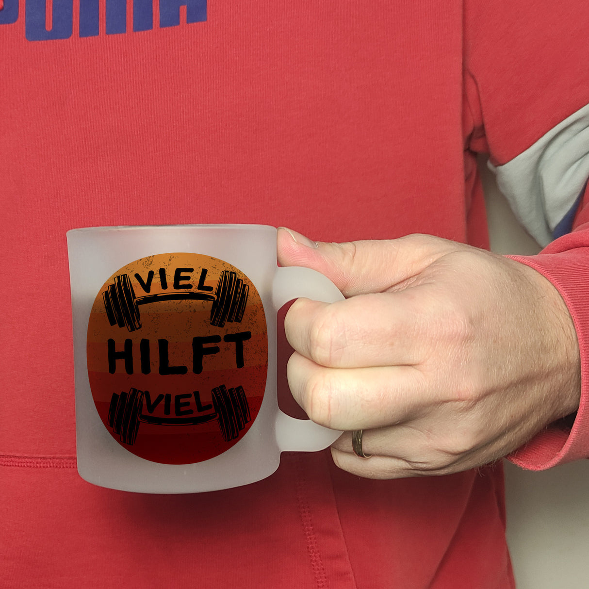 Viel hilft viel Fitness Kaffeebecher für Sportler