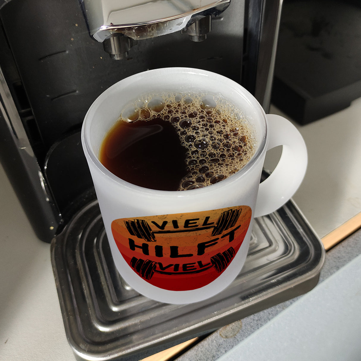 Viel hilft viel Fitness Kaffeebecher für Sportler