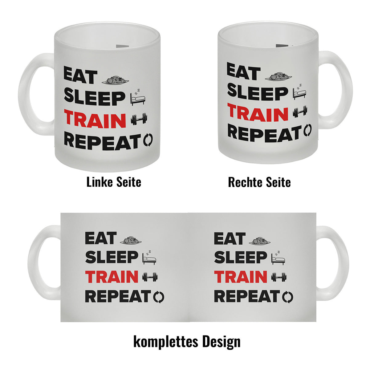 Eat Sleep Train Repeat Fitness Kaffeebecher