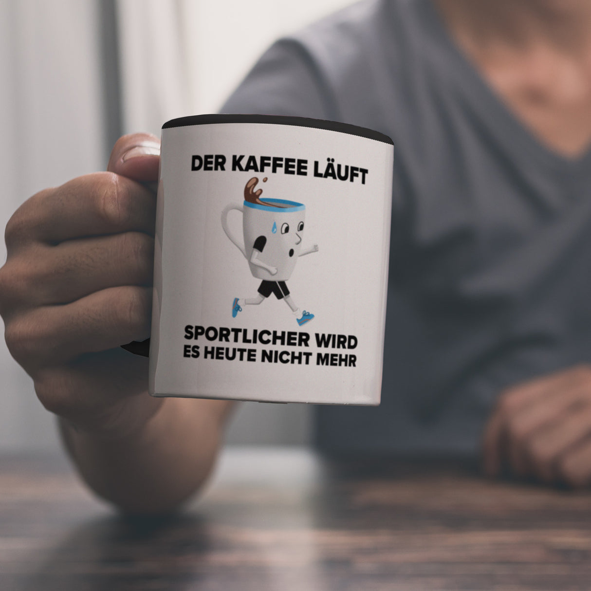 Der Kaffee läuft - sportlicher wird es nicht mehr - Sportmuffel Kaffeebecher