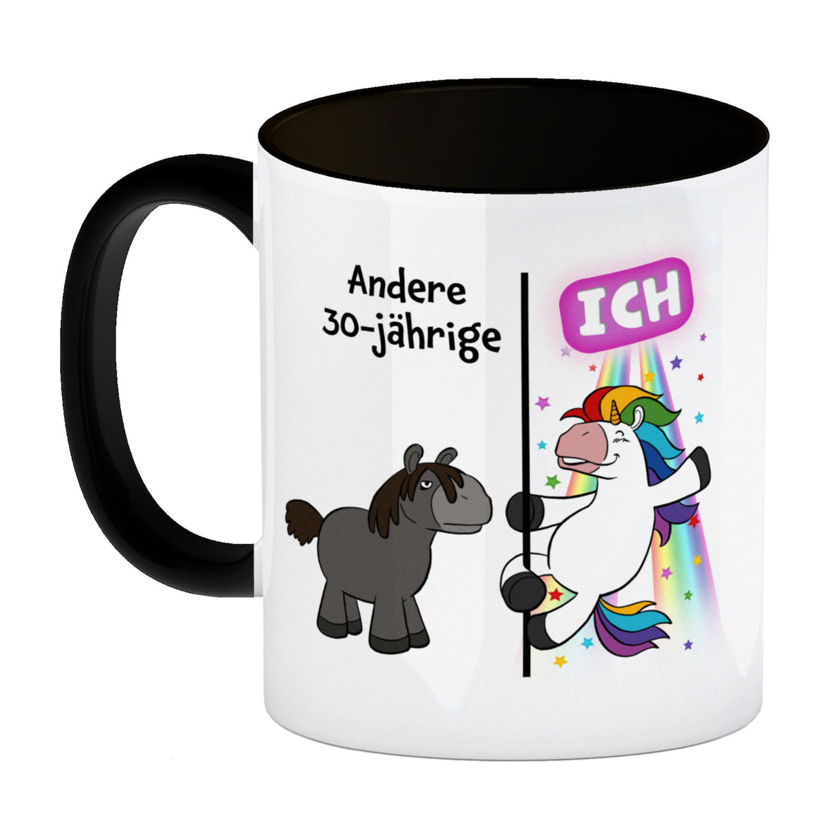 30. Geburtstag Kaffeebecher mit lustigem Spruch: Einhorn