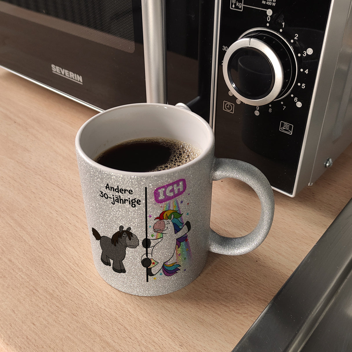 30. Geburtstag Kaffeebecher mit lustigem Spruch: Einhorn