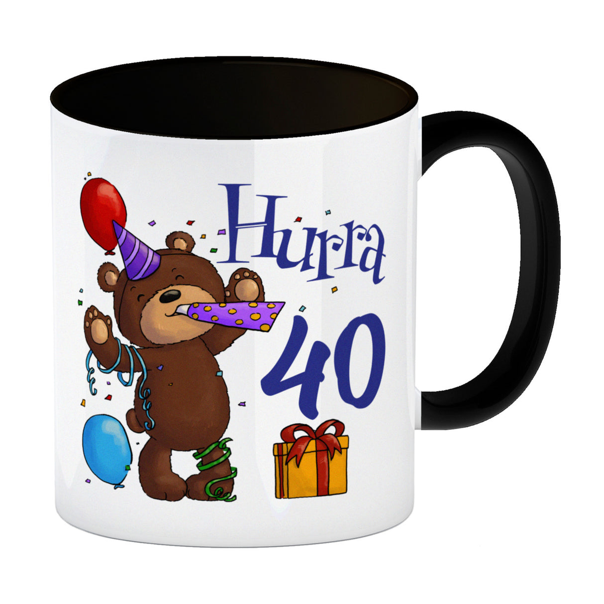 40. Geburtstag Kaffeebecher mit lustigem Spruch: Teddy