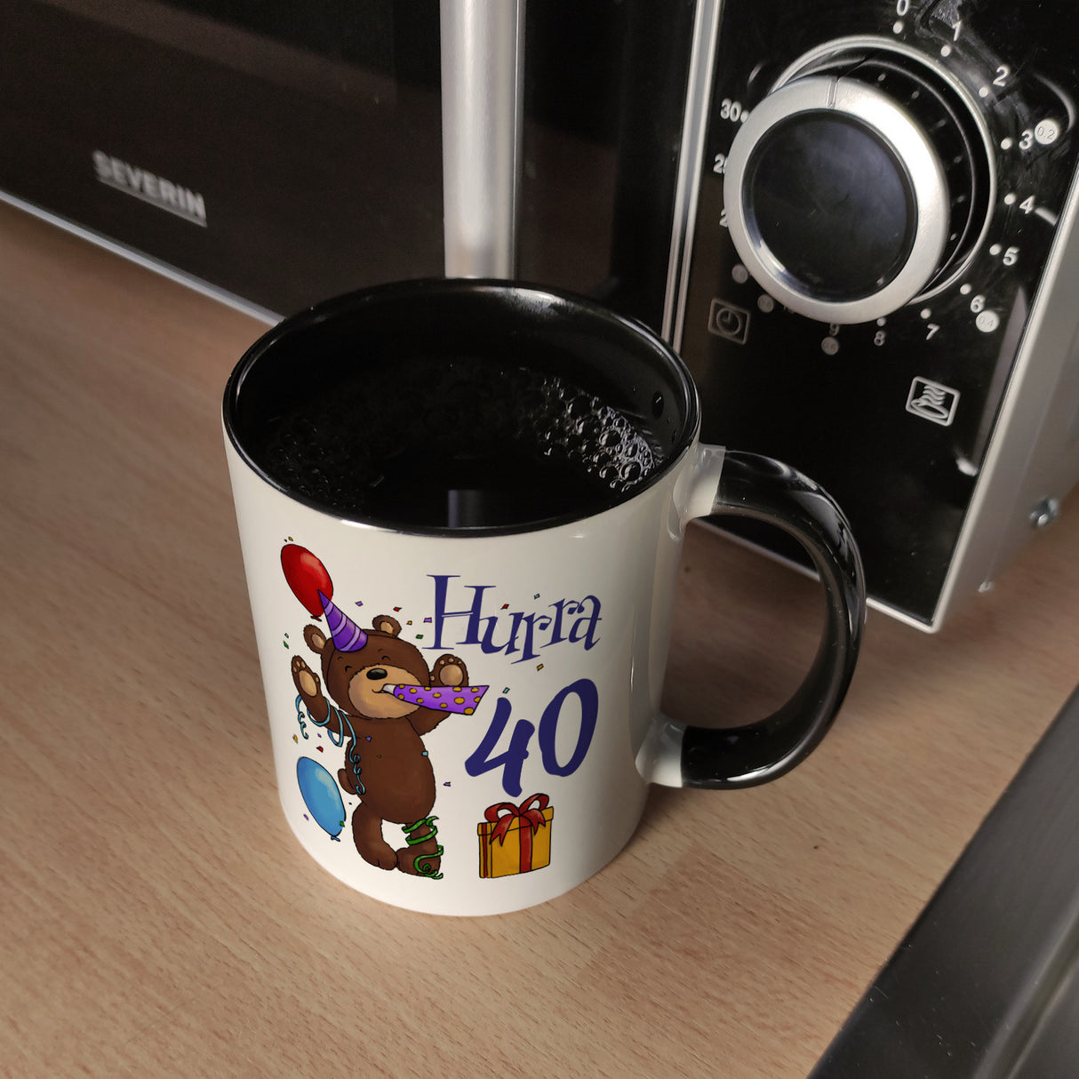 40. Geburtstag Kaffeebecher mit lustigem Spruch: Teddy