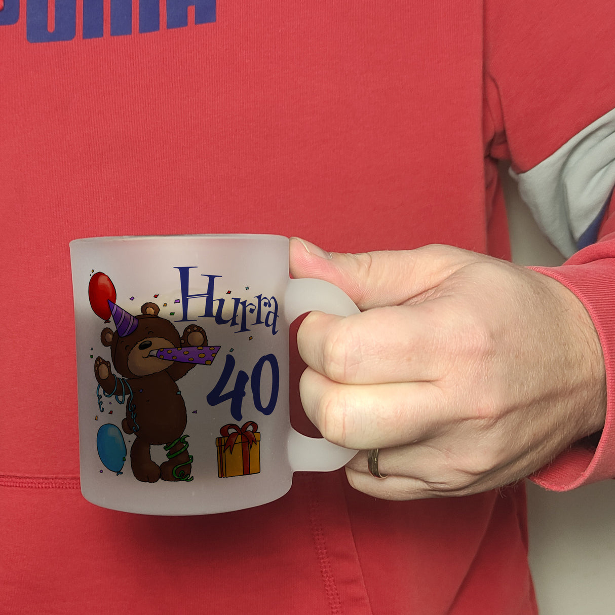40. Geburtstag Kaffeebecher mit lustigem Spruch: Teddy