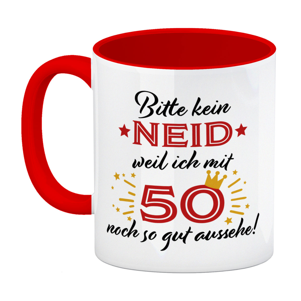 50. Geburtstag Kaffeebecher mit lustigem Spruch: Neid