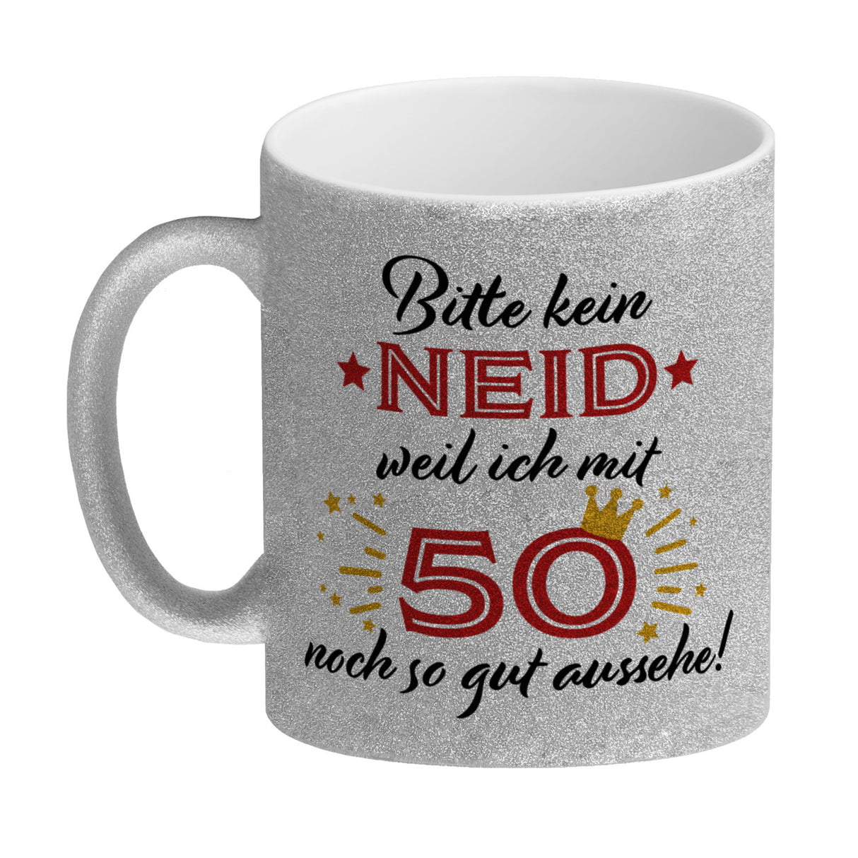 50. Geburtstag Kaffeebecher mit lustigem Spruch: Neid