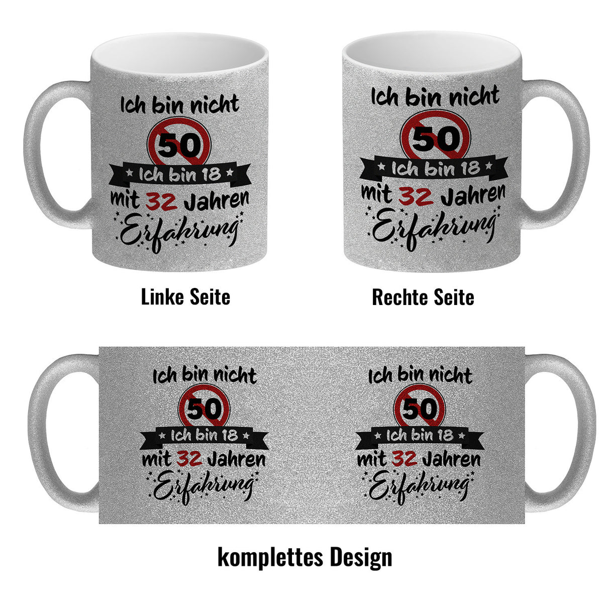 50. Geburtstag Kaffeebecher mit lustigem Spruch: 18 mit Erfahrung