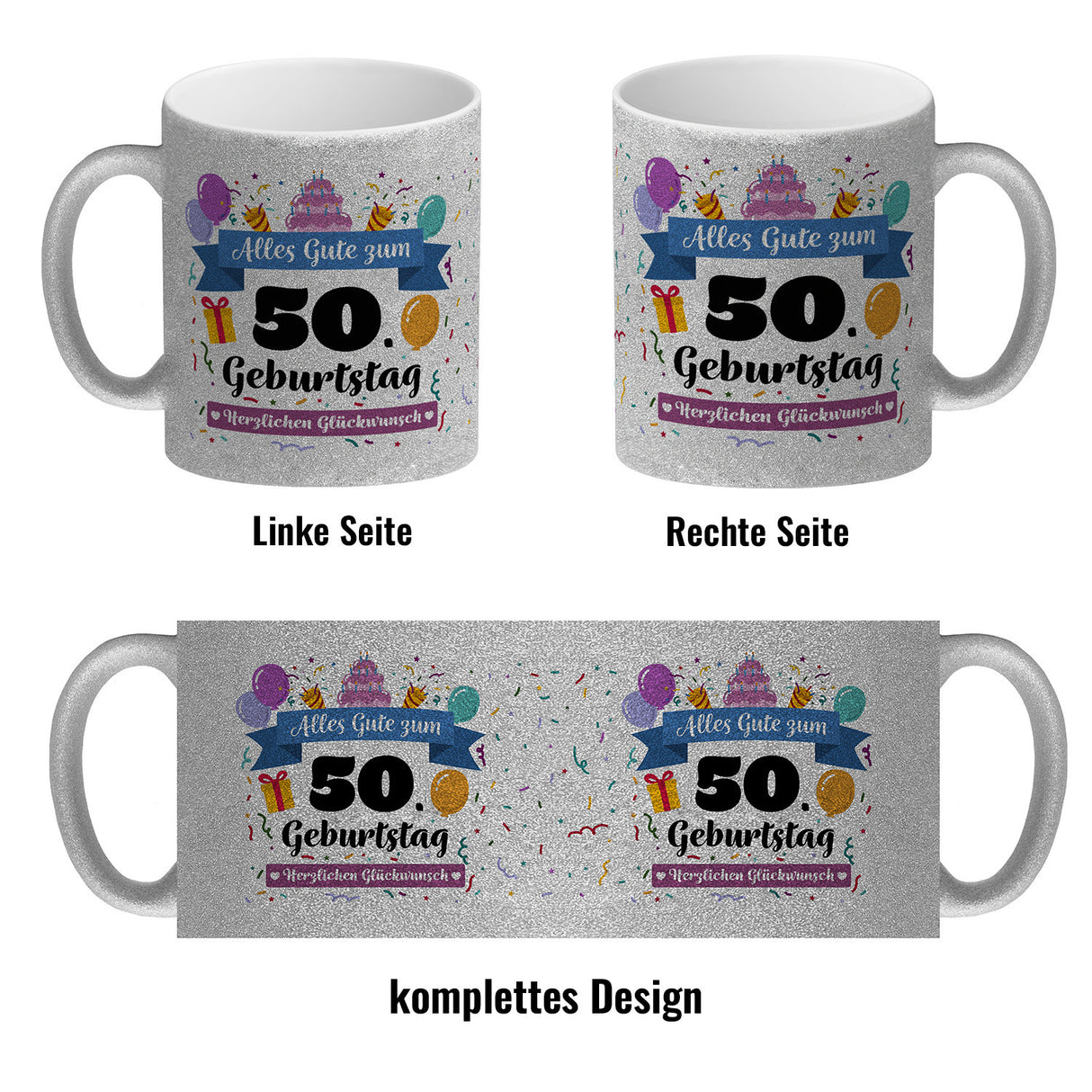 50. Geburtstag Kaffeebecher mit lustigem Spruch: Alles Gute