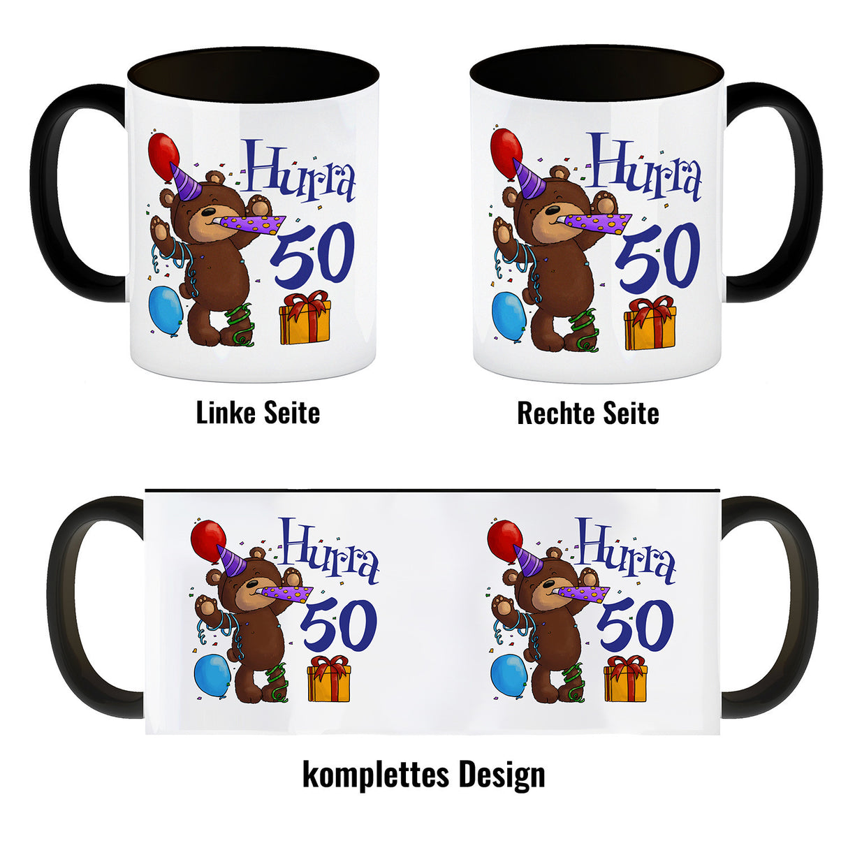 50. Geburtstag Kaffeebecher mit lustigem Spruch: Teddy