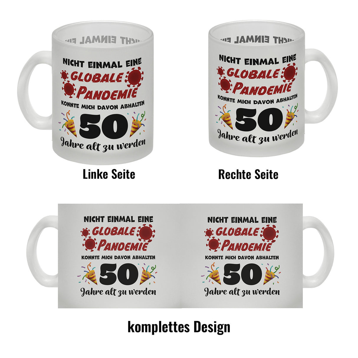 50. Geburtstag Kaffeebecher mit lustigem Spruch: Pandemie