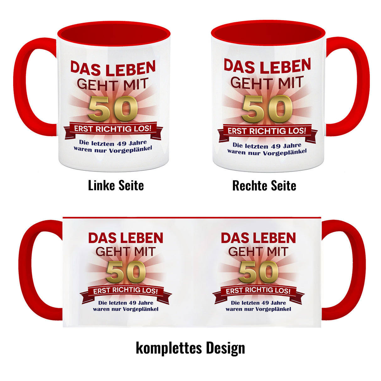 50. Geburtstag Kaffeebecher mit lustigem Spruch: Vorgeplänkel