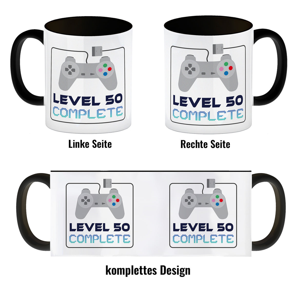 50. Geburtstag Kaffeebecher mit lustigem Spruch: Level 50