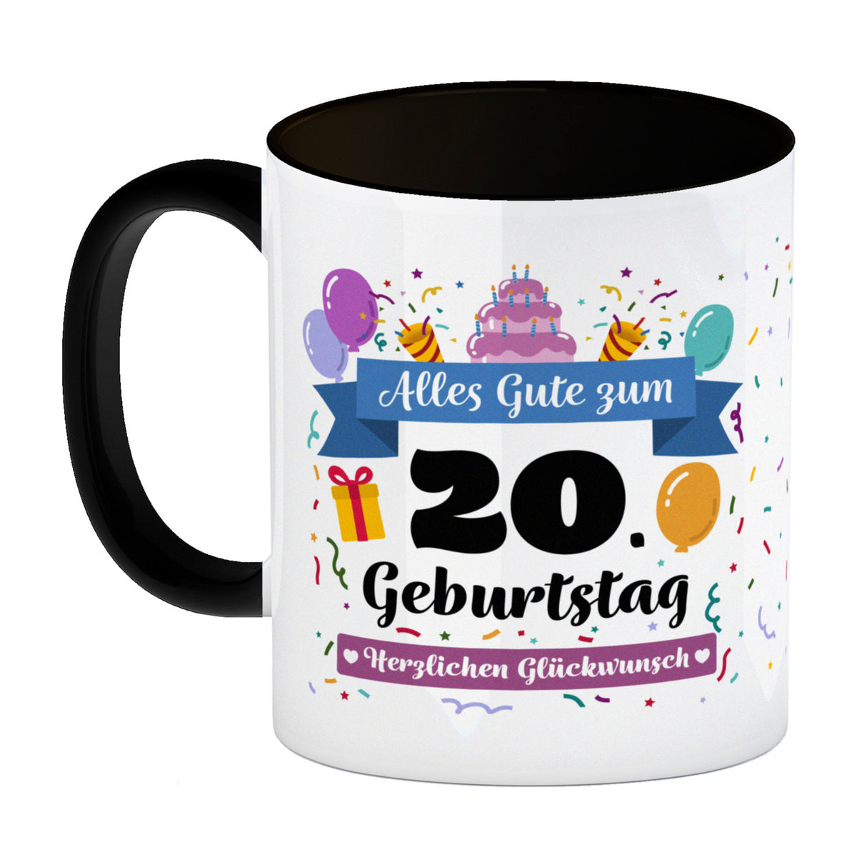 20. Geburtstag Kaffeebecher mit lustigem Spruch: Alles Gute